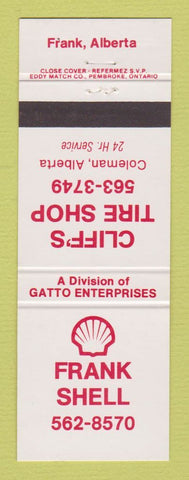 Matchbook Cover - Shell oil gas Frank AB Cliff's Tires