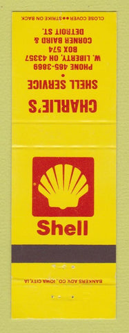 Matchbook Cover - Shell oil gas Charlie's West Liberty OH