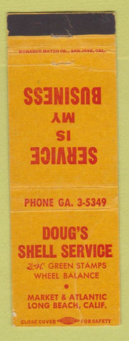 Matchbook Cover - Shell oil gas Doug's Long Beach CA CREASES