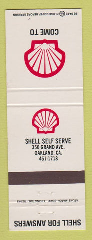 Matchbook Cover - Shell oil gas Self Serve Oakland CA