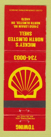 Matchbook Cover - Shell oil gas Mickey's North Olmsted OH