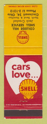 Matchbook Cover - Shell oil gas College Hill Cincinnati OH Jack Crackel