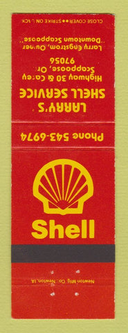 Matchbook Cover - Shell oil gas Larry's Scappoose OR WEAR