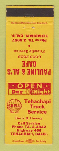 Matchbook Cover - Shell oil gas Tehachapi CA