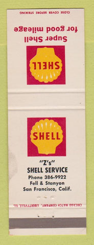 Matchbook Cover - Shell oil gas Z's San Francisco CA STAINED