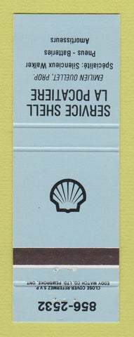 Matchbook Cover - Shell oil gas La Pocatiere QC Emilien Ouellet BLUE