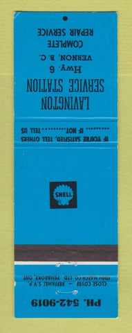 Matchbook Cover - Shell oil gas Lavington Vernon BC BLUE