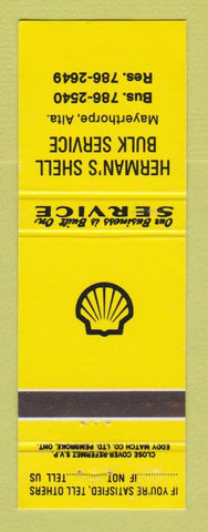 Matchbook Cover - Shell oil gas Herman's Mayerthorpe AB
