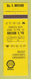 Matchbook Cover - Shell oil gas Mazour Monnom Belgium?