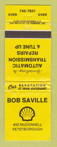 Matchbook Cover - Shell oil gas Bob Saville Peterborough ON WORN