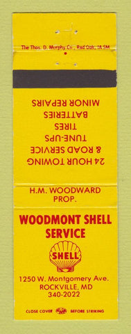 Matchbook Cover - Shell oil gas Woodmont Rockville MD