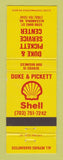 Matchbook Cover - Shell oil gas Duke & Pickett Alexandria VA