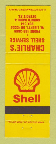 Matchbook Cover - Shell oil gas Charlie's West Liberty OH WEAR