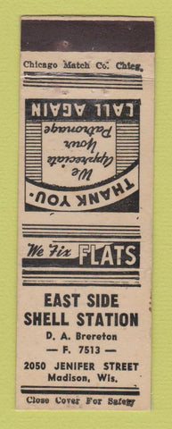 Matchbook Cover - Shell oil gas East Side Madison WI LAMINATED