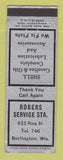 Matchbook Cover - Shell oil gas Roberts Burlington WI