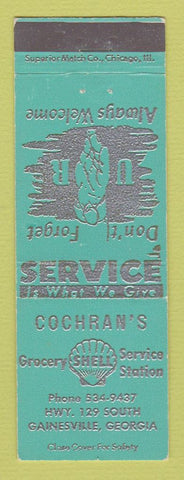 Matchbook Cover - Shell oil gas Cochran's Gainesville GA