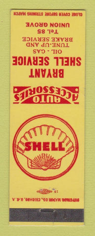 Matchbook Cover - Shell oil gas Bryant Union Grove WI LAMINATED