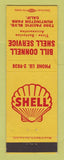 Matchbook Cover - Shell oil gas Bill Connell Huntington Park CA