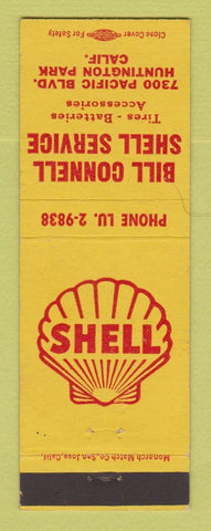 Matchbook Cover - Shell oil gas Bill Connell Huntington Park CA
