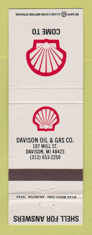 Matchbook Cover - Shell oil gas Davison MI