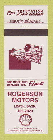 Matchbook Cover - Shell oil gas Rogerson Leask SK