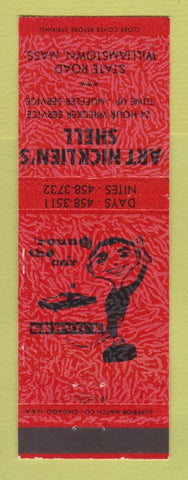 Matchbook Cover - Shell oil gas Art Nicklien's Williamstown MA RED