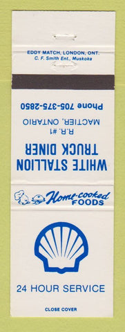 Matchbook Cover - Shell oil gas White Stallion Mactier ON