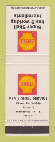Matchbook Cover - Shell oil gas Ken's Wampsville NY