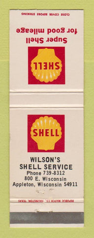 Matchbook Cover - Shell oil gas Wilson's Appleton WI