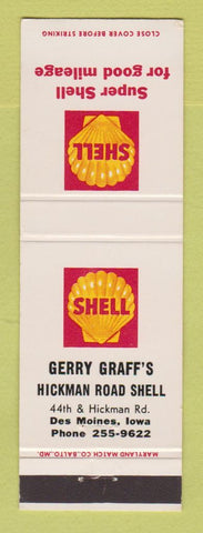 Matchbook Cover - Shell oil gas Gerry Graff's Des Moines IA #1