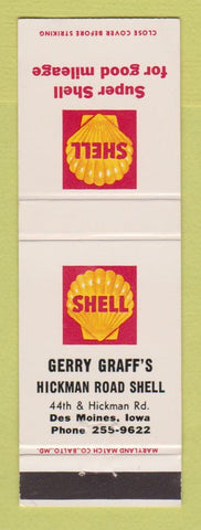 Matchbook Cover - Shell oil gas Gerry Graff's Des Moines IA #2