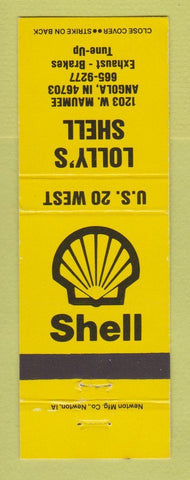 Matchbook Cover - Shell oil gas Lolly's Angola IN
