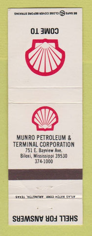 Matchbook Cover - Shell oil gas Munro Biloxi MS
