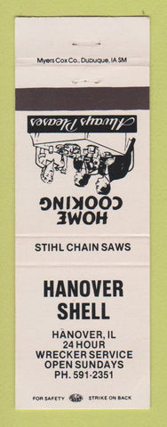 Matchbook Cover - Shell oil gas Hanover IL WHITE