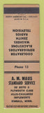 Matchbook Cover - Standard gas Plymouth Tractors Kimball MN LAMINATED