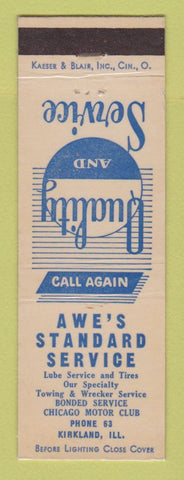 Matchbook Cover - Standard oil gas Awe's Kirkland IL  LAMINATED