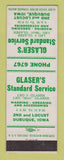 Matchbook Cover - Standard oil gas Glaser's Dubuque IA LAMINATED