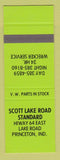 Matchbook Cover - Standard oil gas Scott Lake Road Princeton IN SAMPLE