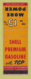 Matchbook Cover - Shell oil gas 15% More LAMINATED