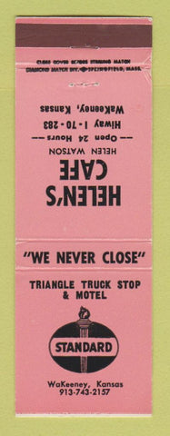 Matchbook Cover - Standard oil gas Helen's Cafe WaKeeney KS