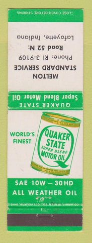 Matchbook Cover - Standard oil gas Melton Lafayette IN Quaker State