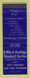 Matchbook Cover - Standard oil gas 9 Mile and Coolidge Oak Park MI BLUE