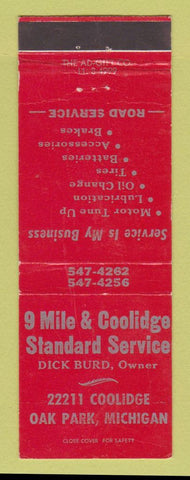Matchbook Cover - Standard oil gas 9 Mile and Coolidge Oak Park MI RED