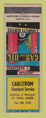 Matchbook Cover - Standard oil gas Carlstrom St Paul MN LAMINATED