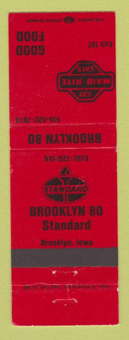 Matchbook Cover - Standard oil gas Maid Rite Restaurant Brooklyn IA RED