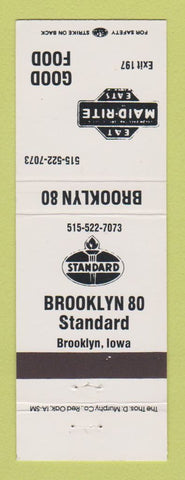 Matchbook Cover - Standard oil gas Maid Rite Restaurant Brooklyn IA WHITE