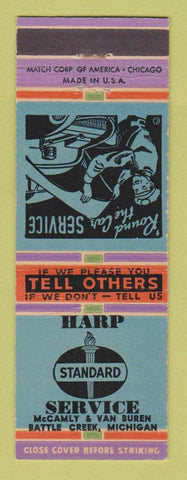 Matchbook Cover - Standard oil gas Harp Battle Creek MI