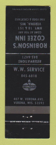 Matchbook Cover - Standard oil gas Robinson's Cozee Inn Verona WI