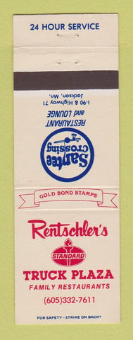 Matchbook Cover - Standard oil gas Rentschler's Truck Plaza Jackson MN