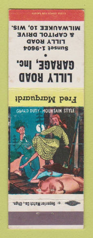 Matchbook Cover - Standard oil gas Lilly Road Garage Milwaukee WI hillbilly
